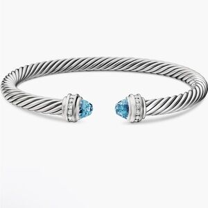 David Yurman cable bracelet blue topaz & pavé diamonds 5mm